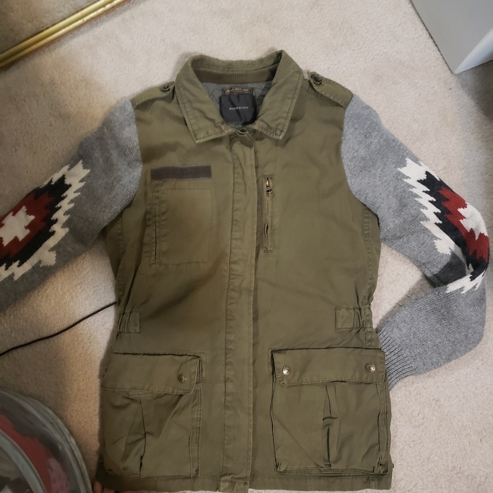 MAISON SCOTCH  Knit Sleeve Army Jacket